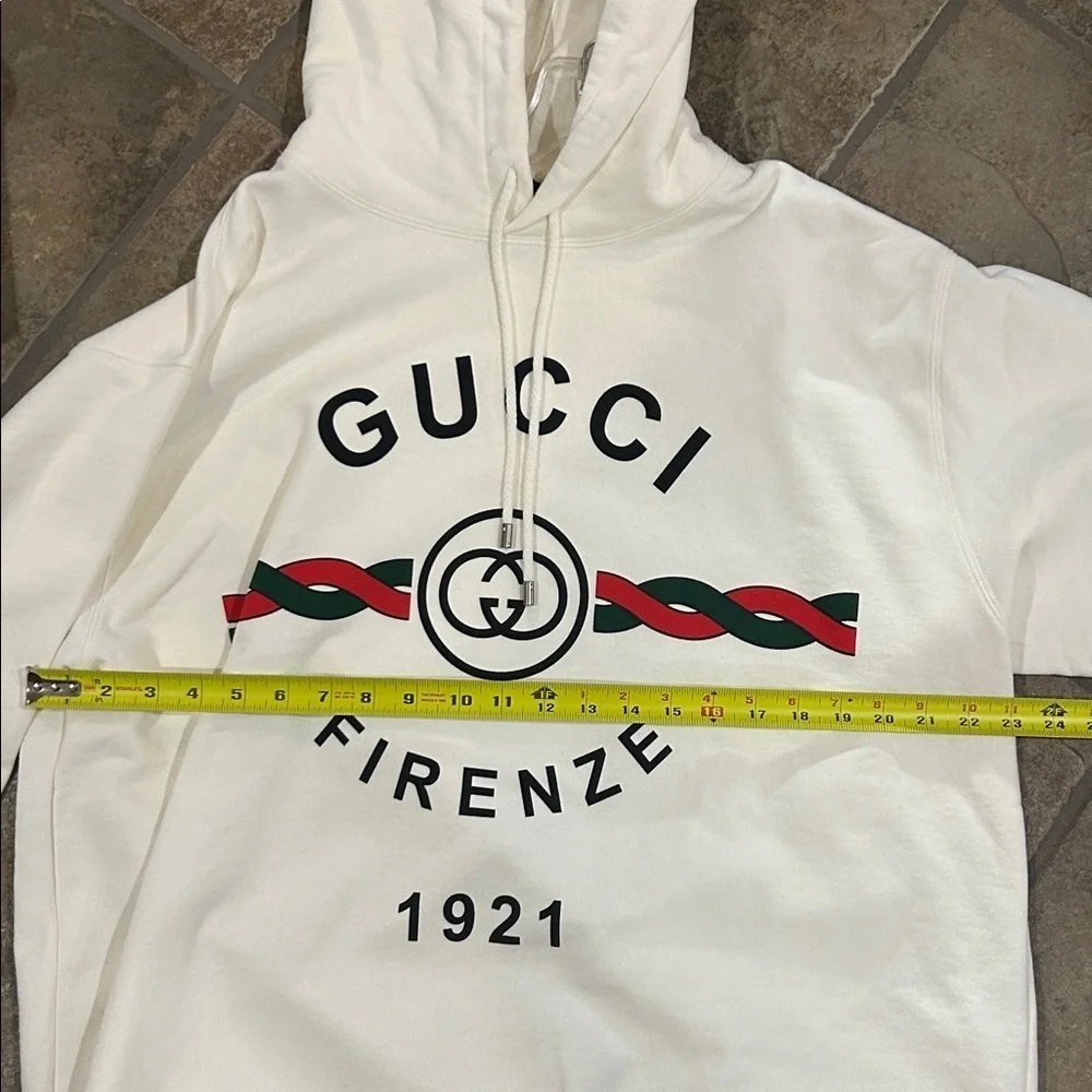 Men's Gucci FIRENZE 1921 cotton hoodie interlocking G/web stripe size XL